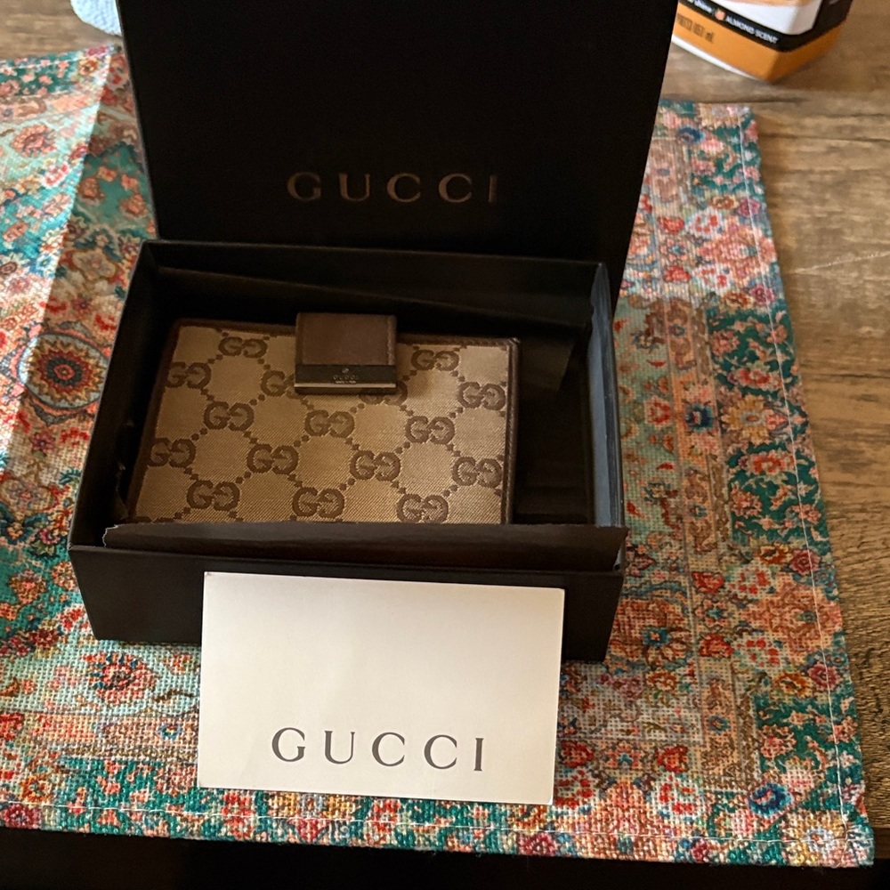 Gucci Beige and Brown Monogram Wallet